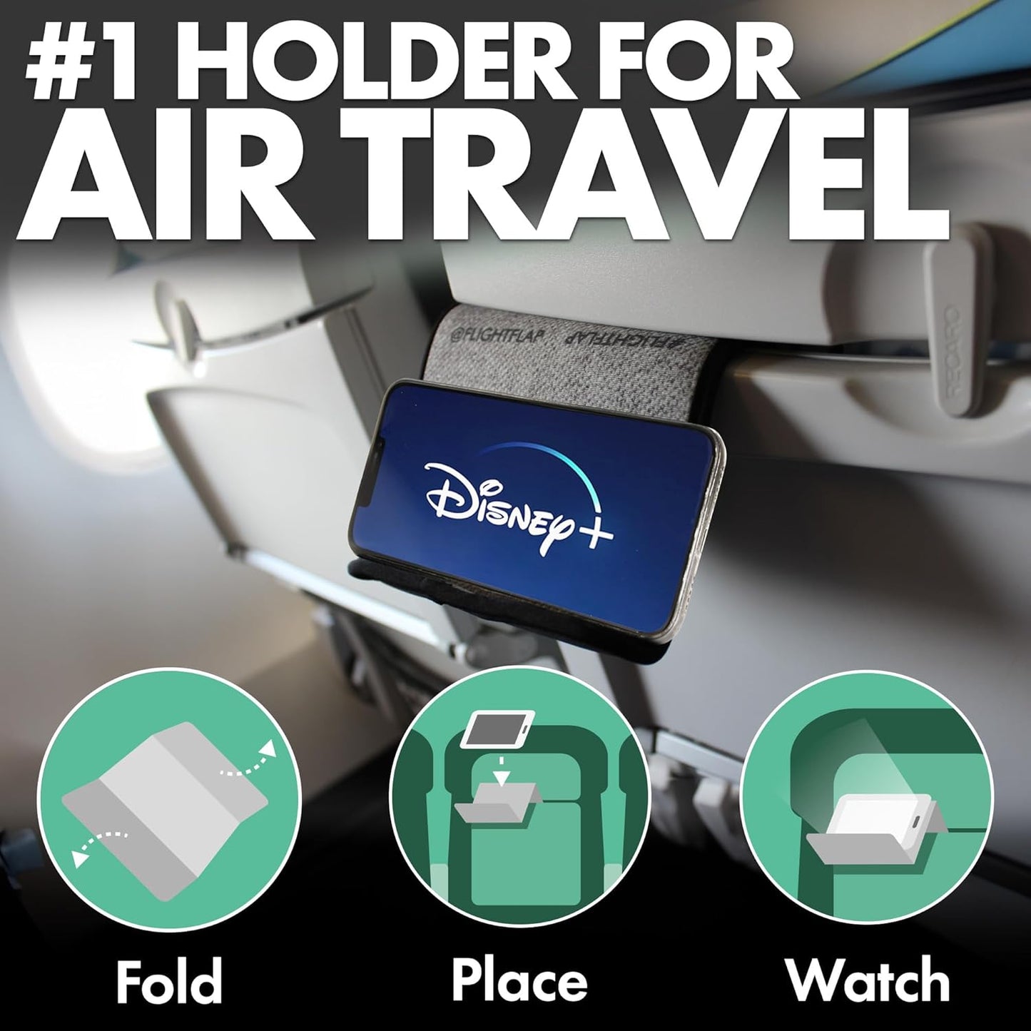 Flight Flap Airplane Phone Holder, Flexible Cell Phone Holder, Folding Cellphone Stand for Desk, Bed, Office, Treadmill - Airplane Gadgets for Long Travel Accessories - Plane Essentials (Silicone)