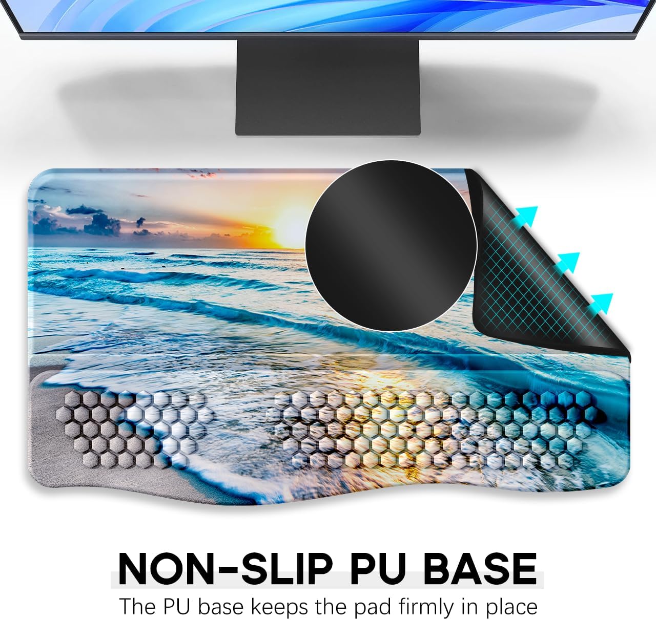 JIKIOU Keyboard Stand with Wrist Rest, Computer Keyboard Stand Pad with Non-Slip Base, Comfy Ergonomic Keyboard Riser Holder for Gaming Office Home 17.13x9.5 in Black