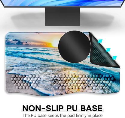 JIKIOU Keyboard Stand with Wrist Rest, Computer Keyboard Stand Pad with Non-Slip Base, Comfy Ergonomic Keyboard Riser Holder for Gaming Office Home 17.13x9.5 in Black