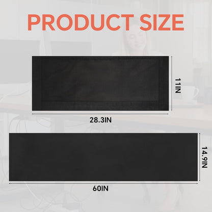 MABOZOO Under Desk Privacy Panel with Cable Management Net, Self Adhesive Desk Skirt with Cord Organizer for Home Office, Standing Desk, Wire Management Under Desk Accessories (Black)