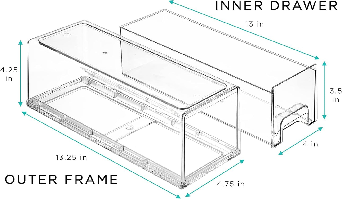 Sorbus Small Clear Stackable Storage Drawers – 4-Pack Plastic Organizer Bins with Handles – Stackable Pull-Out Storage Drawers for Closet, Pantry, Office, Bathroom, Craft, and Toy Organization