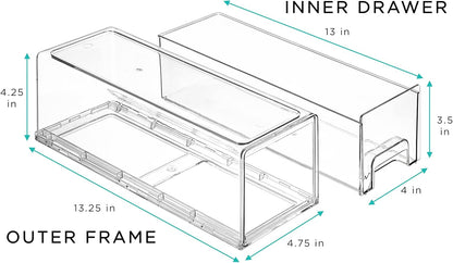 Sorbus Small Clear Stackable Storage Drawers – 4-Pack Plastic Organizer Bins with Handles – Stackable Pull-Out Storage Drawers for Closet, Pantry, Office, Bathroom, Craft, and Toy Organization