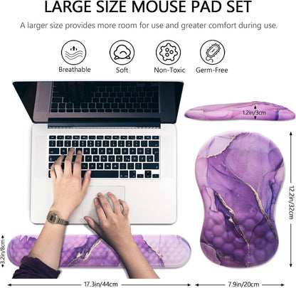 Mouse Pad Wrist Support, Laokiiy 2 in1 Keyboard Wrist Rest+ Ergonomic Mouse Pad, Non-Slip Wrist Rest for Computer Keyboard, Made Easy Typing & Relieve Wrist Pain（Banana Leaf Green）