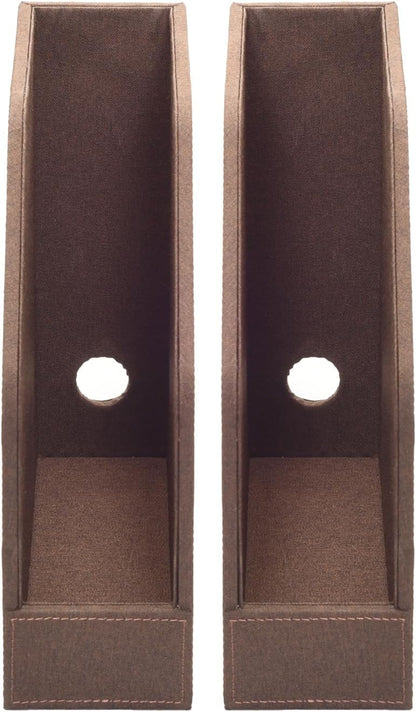 MobileVision Bamboo Vertical File Folder Holder & Office Product Organizer, Store Files, Magazines, Notepads, Books and more, 2 Pack Combo Set
