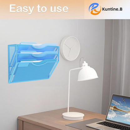 Kuntine.B Wall File Organizer Office Hanging Magazine Holder Wall File Organizer for Office Home (Black, 5 Tier)