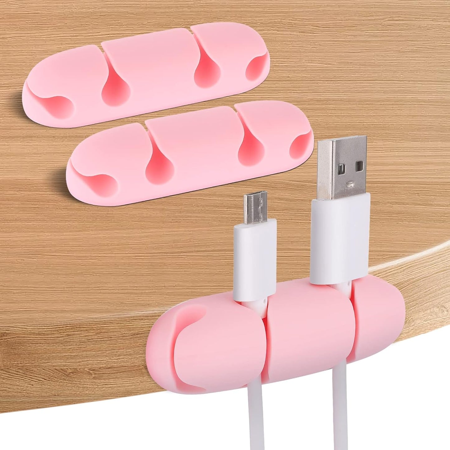 WLLHYF Cable Clips 3PCS Cord Wire Organizer Cable Management Holders 4 Hole Silicone Cable Harness USB Charging Accessory Cable Holder for Office and Home Desk (Black)
