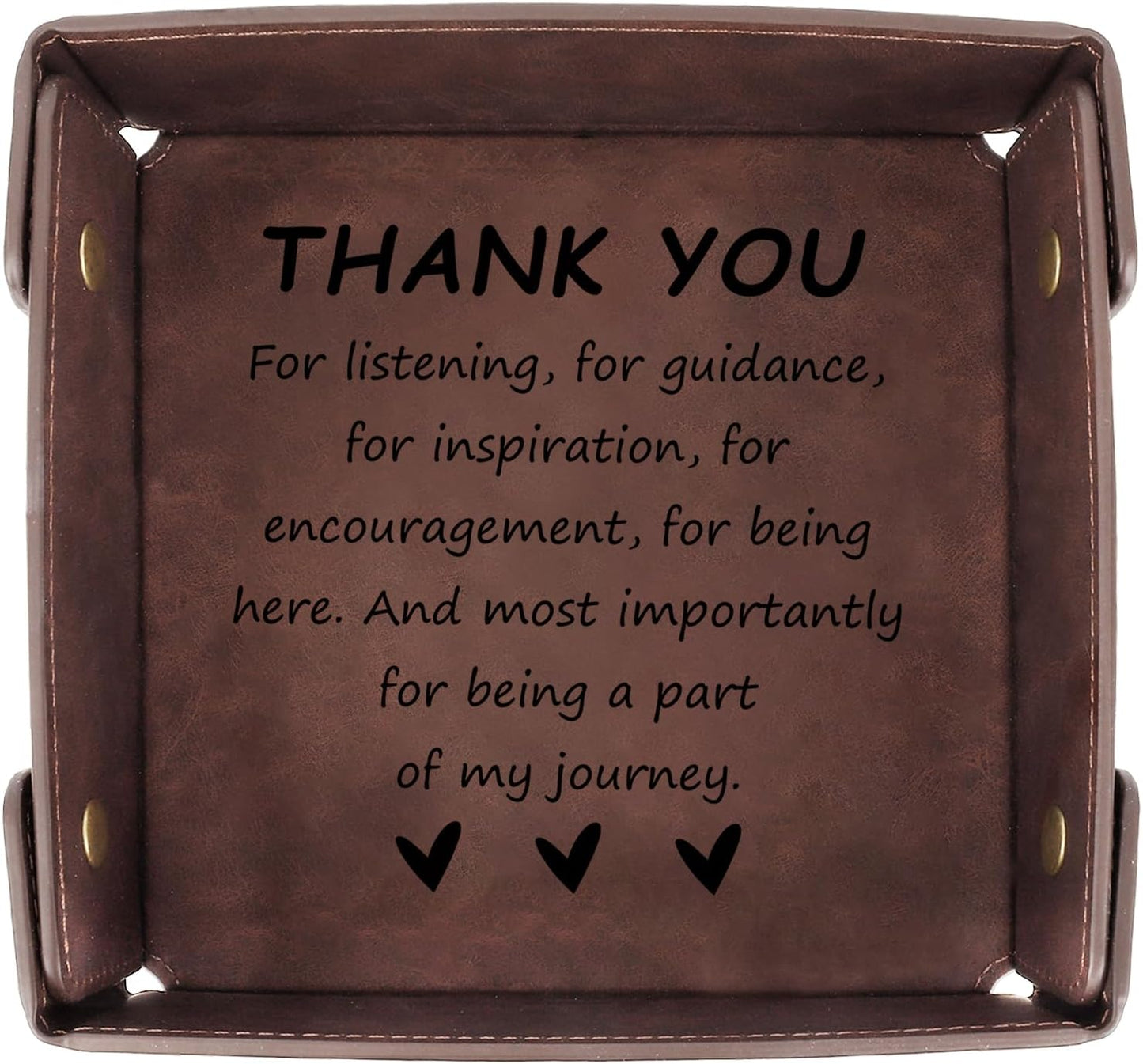 Aelciyue Thank You Gifts for Men - Valentines Day Gifts for Coworkers Boss Employee Teacher Appreciation Gift for Boss Inspirational Retirement Farewell Gift Leather Organizer Valet Catchall Desk Tray