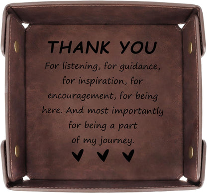 Aelciyue Thank You Gifts for Men - Valentines Day Gifts for Coworkers Boss Employee Teacher Appreciation Gift for Boss Inspirational Retirement Farewell Gift Leather Organizer Valet Catchall Desk Tray