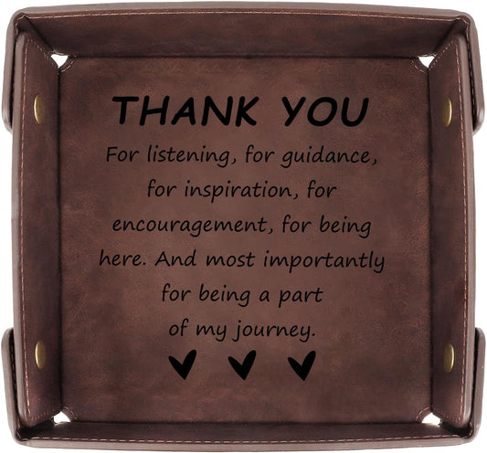 Aelciyue Thank You Gifts for Men - Valentines Day Gifts for Coworkers Boss Employee Teacher Appreciation Gift for Boss Inspirational Retirement Farewell Gift Leather Organizer Valet Catchall Desk Tray