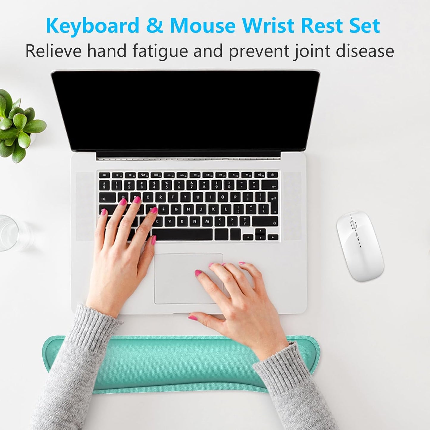 Dapesuom Enlarge Keyboard Wrist Rest, Cute Memory Foam Keyboard Wrist Cushion for Computer Desk Mats Support, Typing Pain Relief Ergonomic Mouse Pad Rests with Non-Slip Base for Gaming, Laptop, Purple