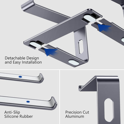 BESIGN LS03 Aluminum Laptop Stand, Ergonomic Detachable Computer Stand, Notebook Riser, Laptop Mount Compatible with Air, Pro, Dell, HP, Lenovo More 10-15.6" Laptops, Silver