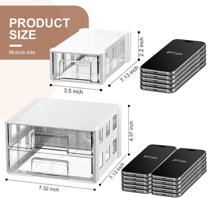 Desk organizer and accessories with 10 clear drawers,Office desk accessories storage,Makeup organizer,Modular Desktop organizer with drawers for Cosmetics,Office,Medicine,Jewelry,Craft (10pc)