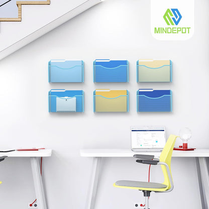 MINDEPOT Wall File Organizer,Hanging Wall Mounted File Folder Binder Holder Mail Organizer for Office,Home and School Supplies