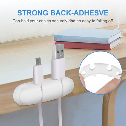 WLLHYF Cable Clips 3PCS Cord Wire Organizer Cable Management Holders 4 Hole Silicone Cable Harness USB Charging Accessory Cable Holder for Office and Home Desk (Black)