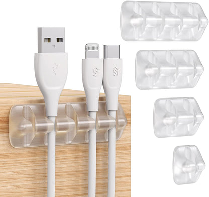 Syncwire Clear Cable Clips - Cord Holders - Self Adhesive Cable Management Organizer - Home, Office, Cubicle, Car, Nightstand, Desk Accessories - Gift Ideas Men, Women, Dad, Mom (5 Packs/15 Slots)