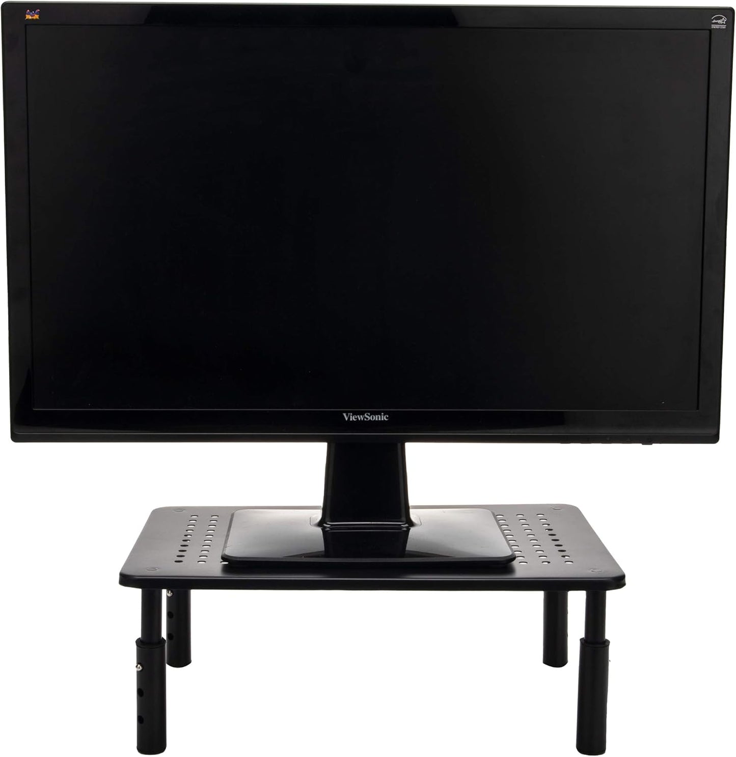 Mind Reader Monitor Stand, Height Adjustable, Ventilated Laptop Riser, Office, Metal, 14.5"L x 9.25"W x 5.5"H, Black