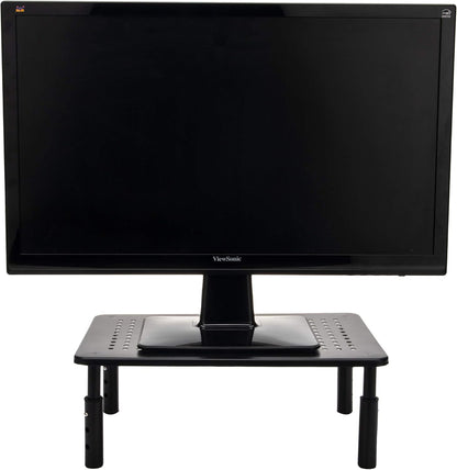 Mind Reader Monitor Stand, Height Adjustable, Ventilated Laptop Riser, Office, Metal, 14.5"L x 9.25"W x 5.5"H, Black