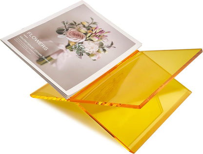 Honygebia Gold Acrylic Book Stands - Cross Frame Acrylic Book Holder, Open Bookstand for Display and Reading, Suitable for Art, Bible, Cookbook, Easel, Magazine, Textbooks 12.5" x 9.5" x 5.5"