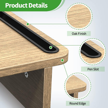 Zimilar Dual Monitor Stand Riser, Monitor Stand with Adjustable Length and Angle, Wood Monitor stand for desk, Monitor Riser for 2 monitors with Storage Space(Rust Brown Large)