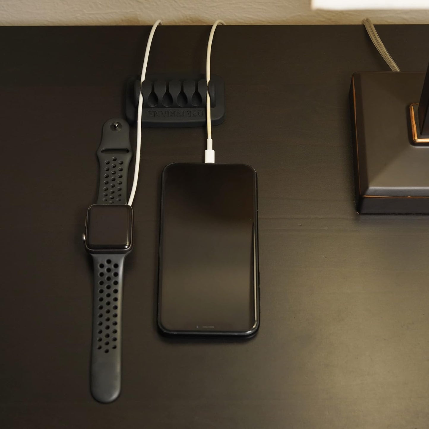 Heaviest Cable Organizer on The Market! Compact and Weighted Desktop Cord Holder and Cable Organizer, Eco-Friendly Silicone, No Bad Smell, Bundled with 4 Reusable Cable Ties! (Black)