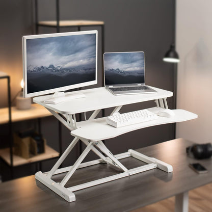 VIVO 26 inch Desk Converter, K Series, Height Adjustable Sit to Stand Riser, Dual Monitor and Laptop Workstation with Keyboard Tray, Black, DESK-V026KB