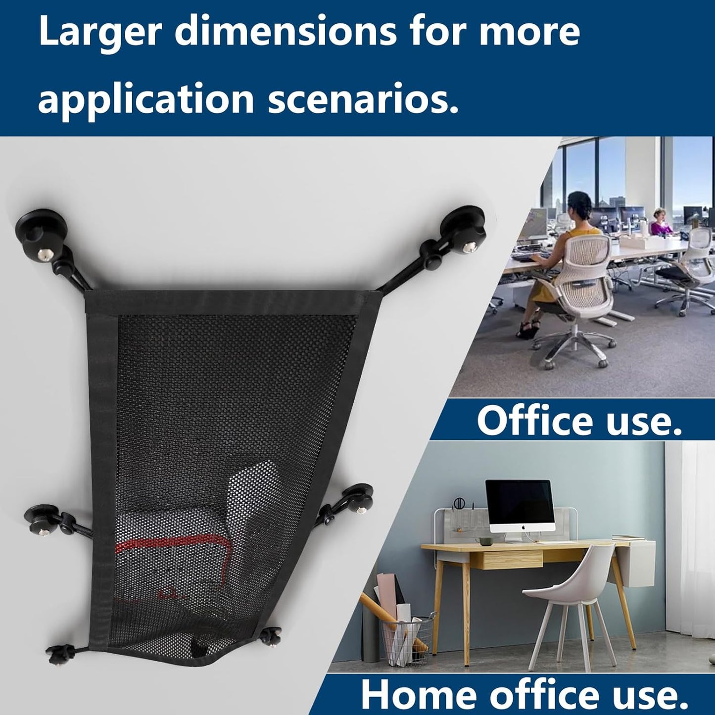WurdeWindig Cable Management Net, Black Cable Manager Kit,Flexible Under Desk Mesh, Extra Large Capacity Cable Organization,Hide Cables for Desktop, 37.5 * 9.5Inches，Suitable for Large Desks.