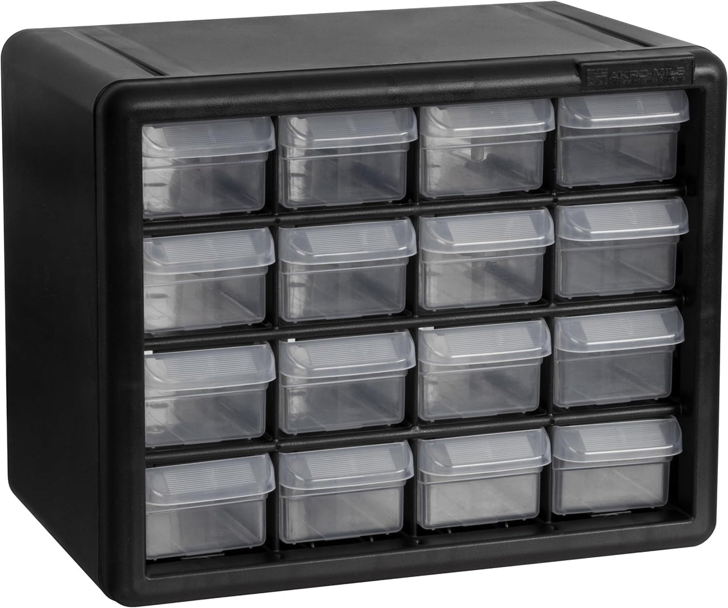 Akro-Mils 24-Drawer Plastic Drawer Storage Cabinet for Garage Organization, Bead Organizer, Building Bricks Storage, Teacher Toolbox, Makeup Organizer, 20" W x 6" D x 16" H, 10124 Black