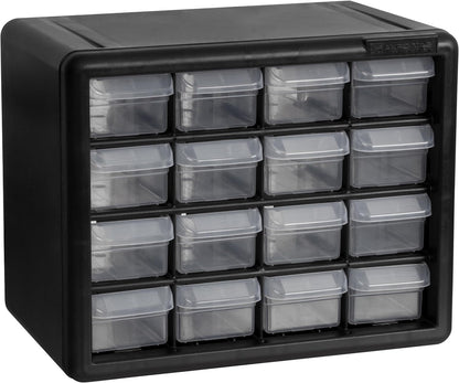 Akro-Mils 24-Drawer Plastic Drawer Storage Cabinet for Garage Organization, Bead Organizer, Building Bricks Storage, Teacher Toolbox, Makeup Organizer, 20" W x 6" D x 16" H, 10124 Black