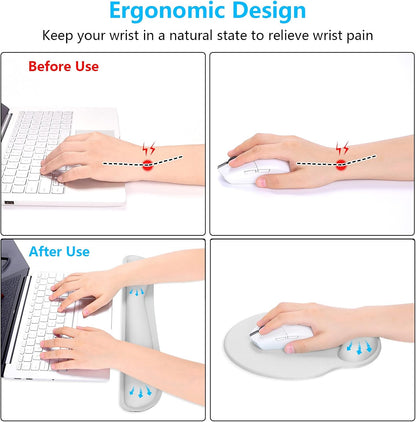 Dapesuom Keyboard Wrist Rest and Mouse Pad with Wrist Support, Cute Memory Foam Cushion for Keyboard and Mouse Set, Ergonomic Desktop Pad Rests with Non Slip Base for Easy Typing & Pain Relief, Pink
