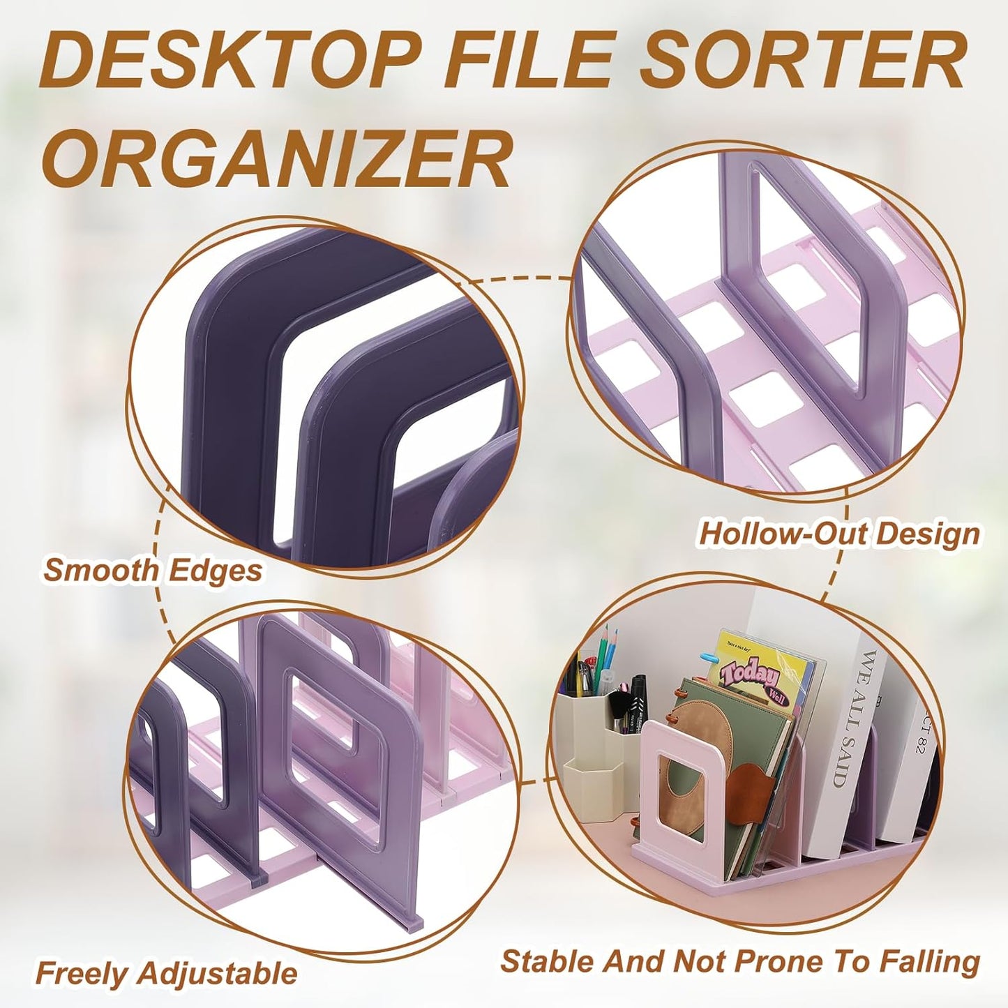 PATIKIL Vertical File Organizer, 8 Slots Desk File Organizer Vertical Upright Holder Plastic Adjustable Shelf Dividers for Desktop Sorter Office Magazine Rack Stand Bookshelf, Green