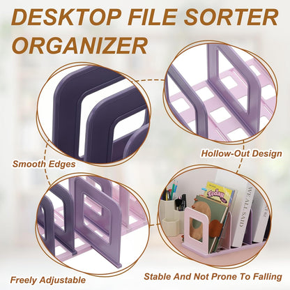 PATIKIL Vertical File Organizer, 8 Slots Desk File Organizer Vertical Upright Holder Plastic Adjustable Shelf Dividers for Desktop Sorter Office Magazine Rack Stand Bookshelf, Green