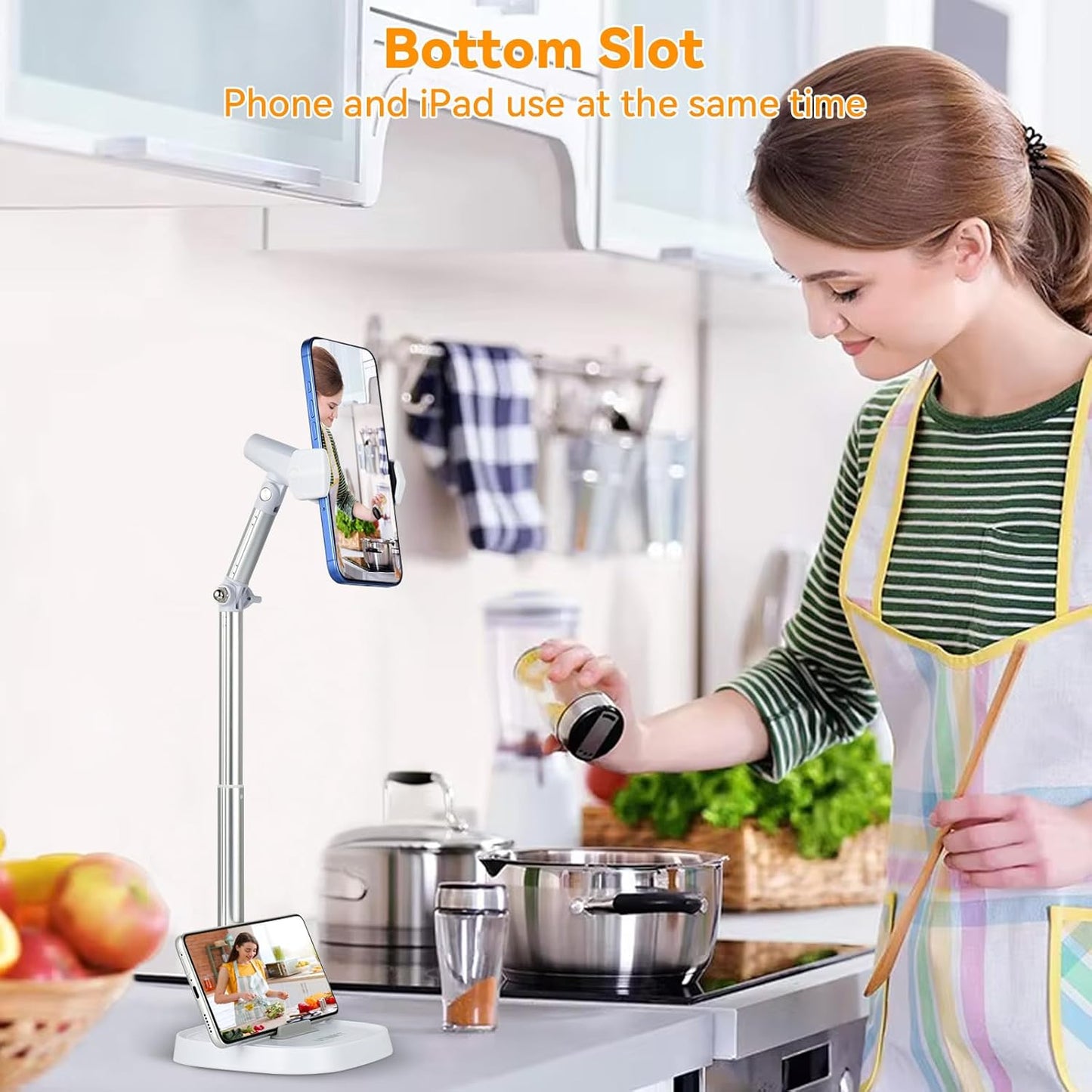UTEBIT Cell Phone Stand, 6-15" Height Adjustable Rotating Cell Phone Holder for Desk, Retractable Cell Phone Stand,Tablet Stand Holder for 4.7"-15.6" Screen iPhone Samsung, iPad, Kindle, eBook Reader