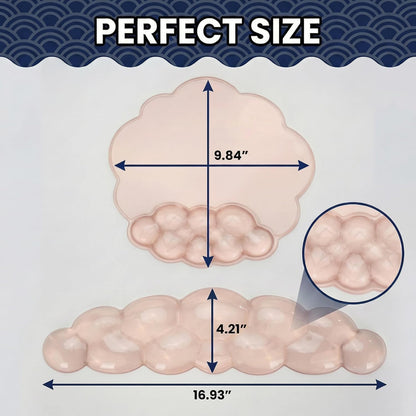 Ergonomic Cloud-Shaped Keyboard Wrist Rest & Non-Slip Mouse Pad Set, Soft Gel Support, Easy-to-Clean, Durable, Ideal for Long Work & Study Hours
