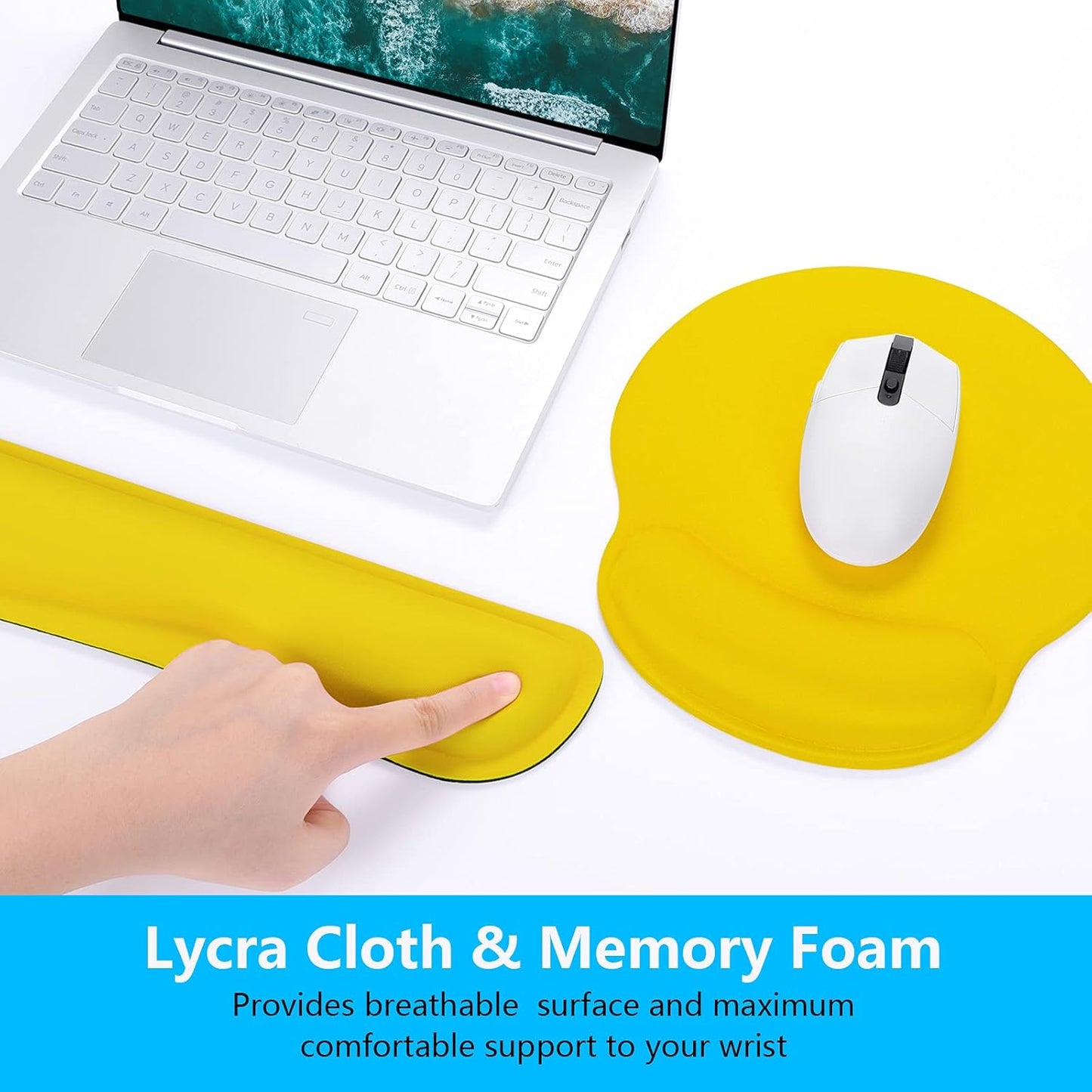 Dapesuom Keyboard Wrist Rest and Mouse Pad with Wrist Support, Cute Memory Foam Cushion for Keyboard and Mouse Set, Ergonomic Desktop Pad Rests with Non Slip Base for Easy Typing & Pain Relief, Pink