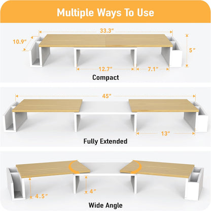 Simple Houseware Desk Dual Monitor Stand Riser with Drawer, Black