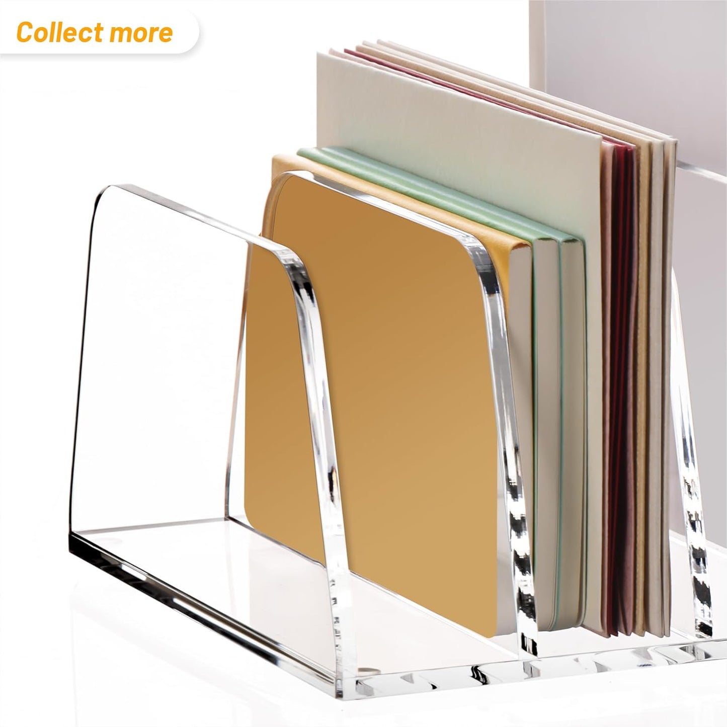 YUXUN Acrylic Mail Organizer for Desk, 2 Compartment Letter & Document Holder with Non-Slip Base, Small File Holders for Bills, Envelopes, Letters,Mails, Papers, Clear Office Supplies for School Home
