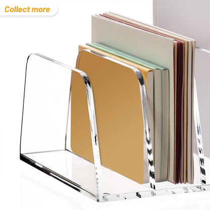 YUXUN Acrylic Mail Organizer for Desk, 2 Compartment Letter & Document Holder with Non-Slip Base, Small File Holders for Bills, Envelopes, Letters,Mails, Papers, Clear Office Supplies for School Home