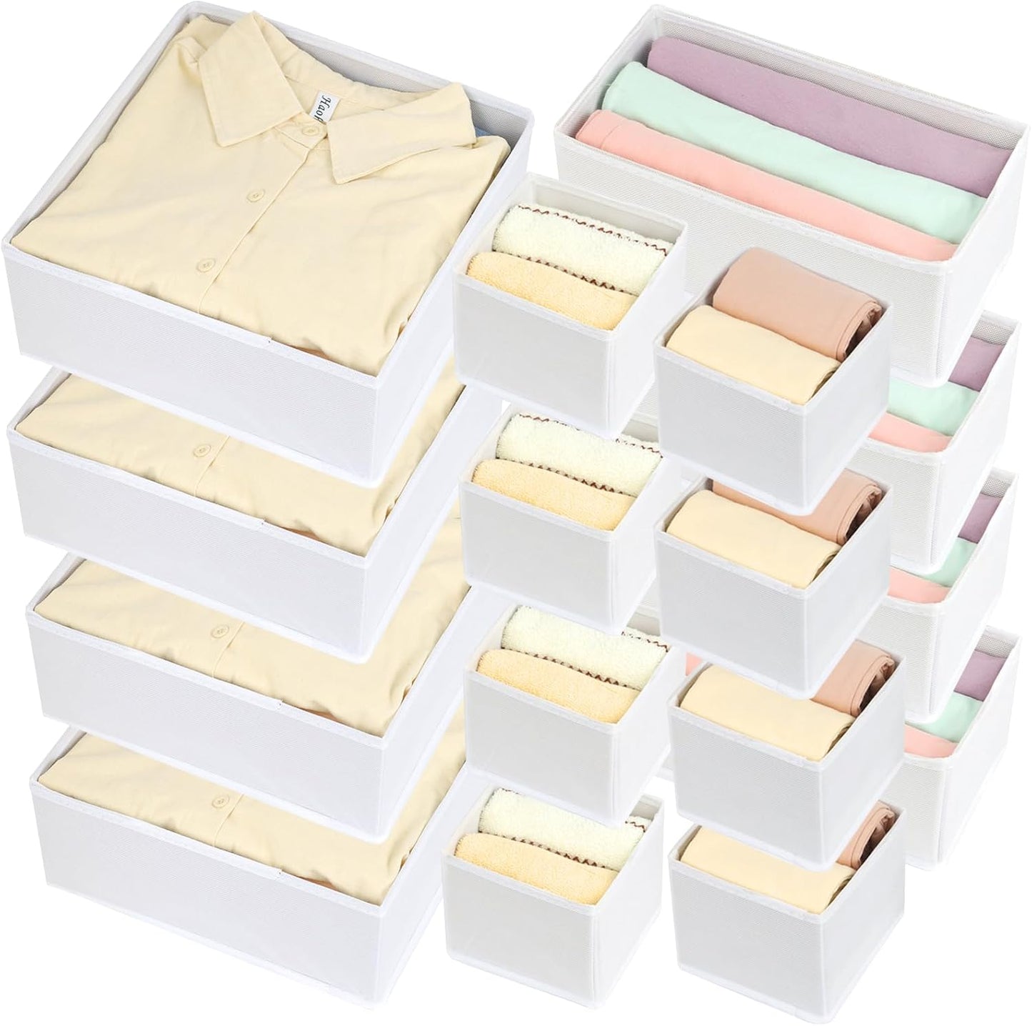 Fordonral 12 Pack Drawer Organizer Clothes, Foldable Fabric Dresser Organizer Closet Organizers and Storage Box for Underwear,Folded Clothes,Baby Clothing,Socks,Bra,Towels,Ties(12 Pack,Gray)