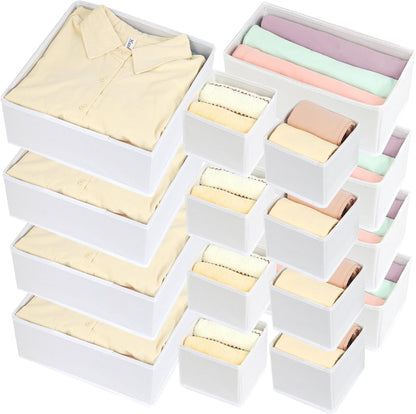Fordonral 12 Pack Drawer Organizer Clothes, Foldable Fabric Dresser Organizer Closet Organizers and Storage Box for Underwear,Folded Clothes,Baby Clothing,Socks,Bra,Towels,Ties(12 Pack,Gray)