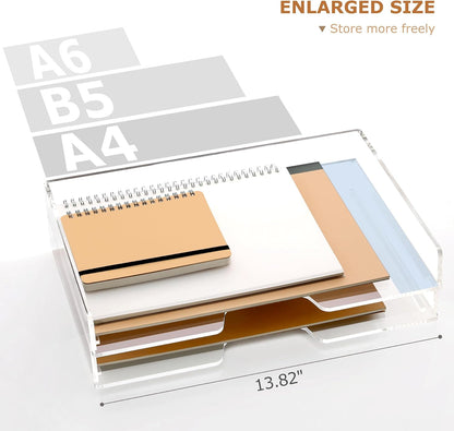 SANRUI 4 Tier Clear Desk Paper Letter Organizer Trays, A4 Stackable File Document Tray, Acrylic Desk Organizers and Accessories Sorter, Workspace Office Supplies Organizers,12.4inx8.86inx6.64in