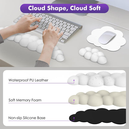 MoKo Cloud Wrist Rest, Ergonomic Cloud Keyboard Wrist Rest with Mouse Rest Wrist Pad, Durable Polyester Cloud Arm Rest Wrist Pad for Keyboard and Mouse for Office, Gaming, Computer, Laptop, Green