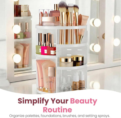 Masirs Small 360 Rotating Makeup Organizer - Mini Yet Spacious Cosmetic Storage Solution with Multiple Compartments - The Perfect Spinning Make-Up Caddy for Vanity or Bathroom Counter (Round - Clear)