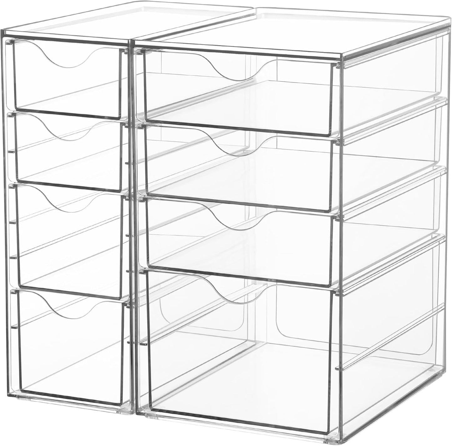 Vtopmart Acrylic Organizer with 16 Drawers (4 Set),Clear Storage Drawers for Office Supplies,Desk Organization and Storage for Makeup,Jewelry,Art Crafts