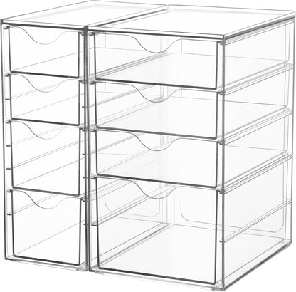 Vtopmart Acrylic Organizer with 16 Drawers (4 Set),Clear Storage Drawers for Office Supplies,Desk Organization and Storage for Makeup,Jewelry,Art Crafts
