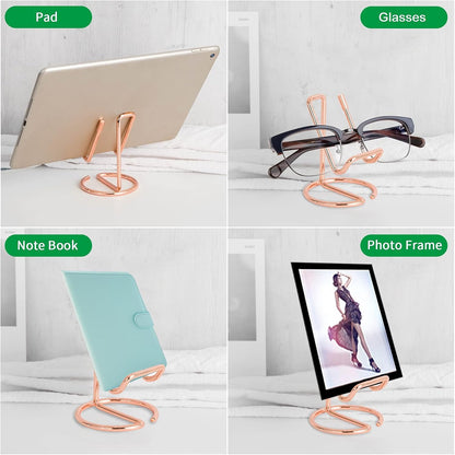 Cell Phone Stand for Desk, Metal Mobile Phone Stand Holder, Cute Rose Gold Cell Phone Display Holder Phone Dock Compatible with All Mobile Phones, iPhone, Switch, iPad (Rose Gold, 1 Pack)