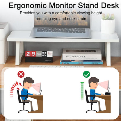 TEAMIX 24 inch Monitor Stand Riser, Black Wood & Steel Computer Monitor Stand with Storage, Laptop, PC, Printer Stand Riser for Desktop Office Desk Organizers