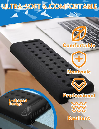 2 Pack L-Shaped Ergonomic Keyboard Mouse Pad for Wrist Rest, Desk Elbow Wrist Pad Mat Non Slip, Wrist Support for Computer Keyboard Typing and Pain Relief, Desk Pad for Office, Work, Gaming