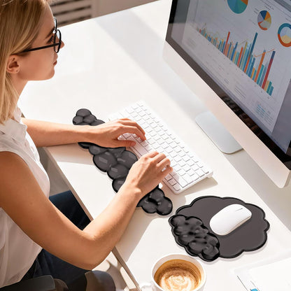 Keyboard Wrist Rest Set — Ergonomic Cloud Gel Wrist Rest Keyboard and Mouse Pad, Non-Slip Desk Accessories for Office and Home（White）