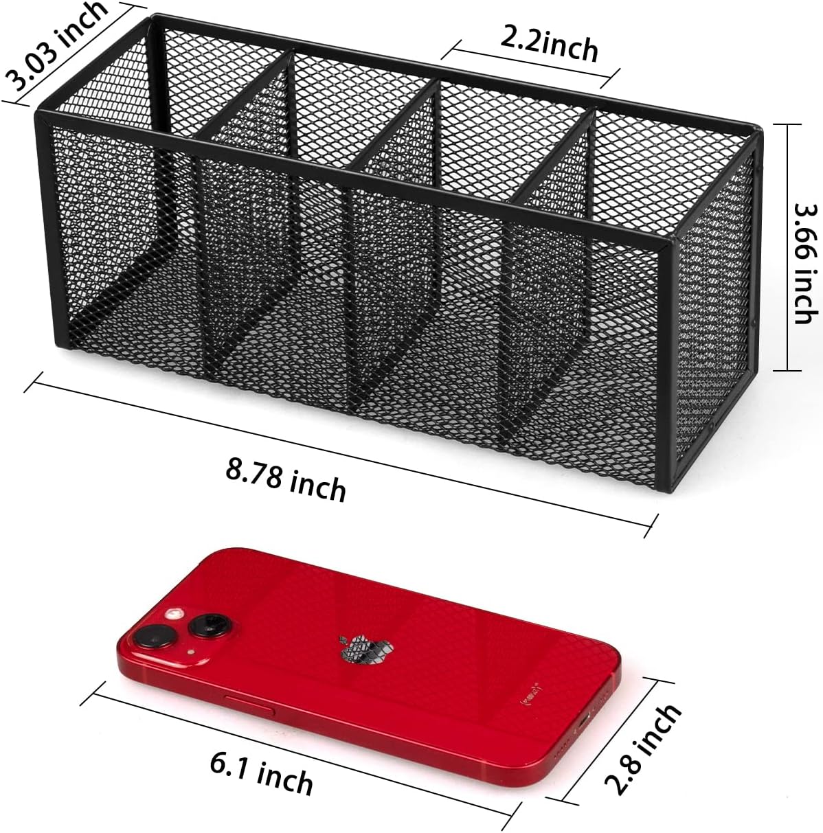 QYH Mesh Pencil Holder Metal Pen Cup Black for Desk 6 Packs, Office Caddy Storage
