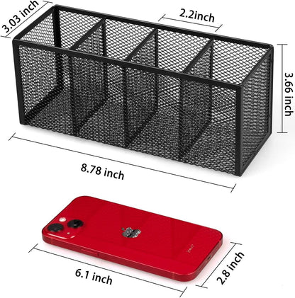 QYH Mesh Pencil Holder Metal Pen Cup Black for Desk 6 Packs, Office Caddy Storage